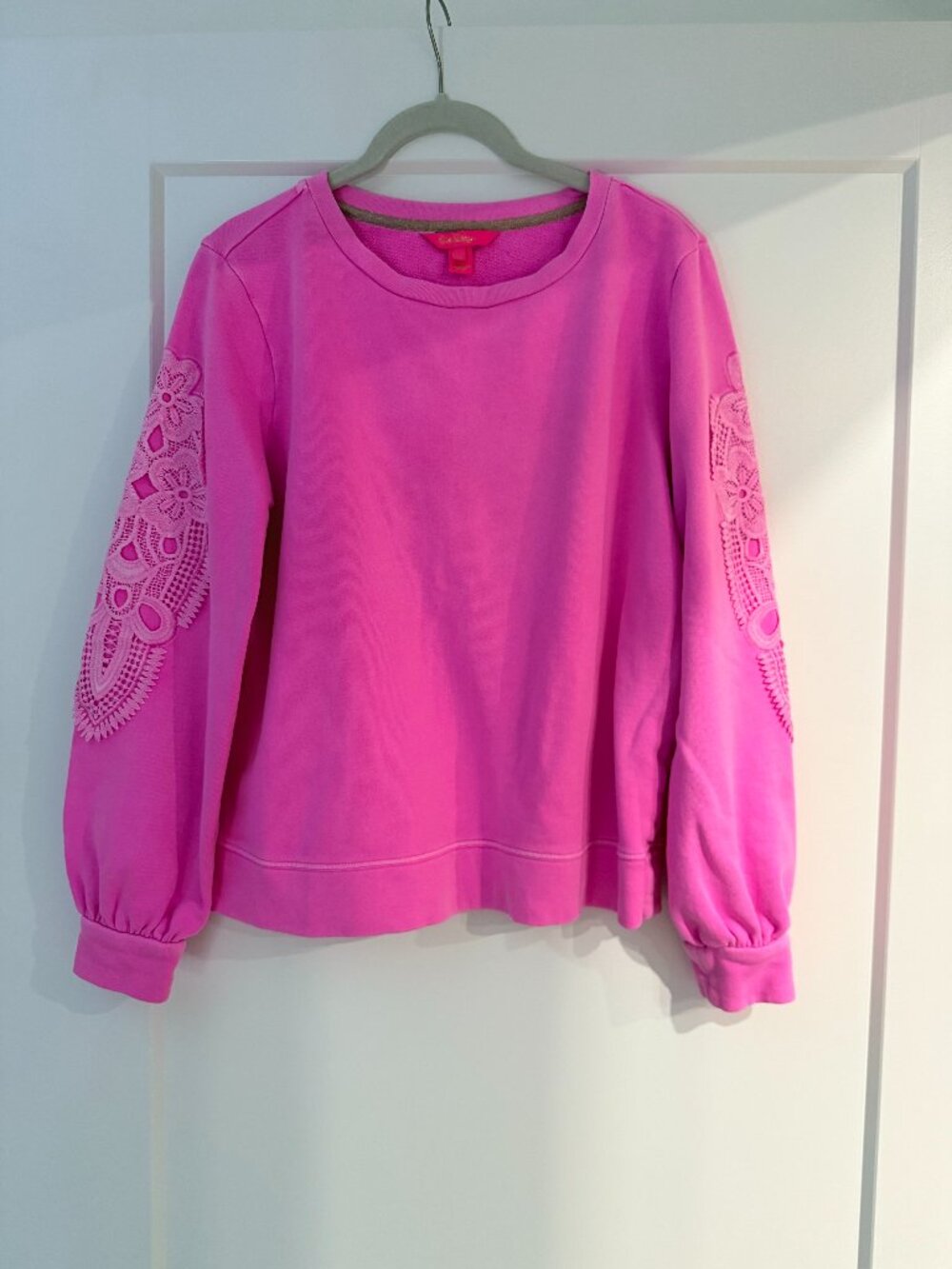 Cute Lilly lace hot pink sweatshirt